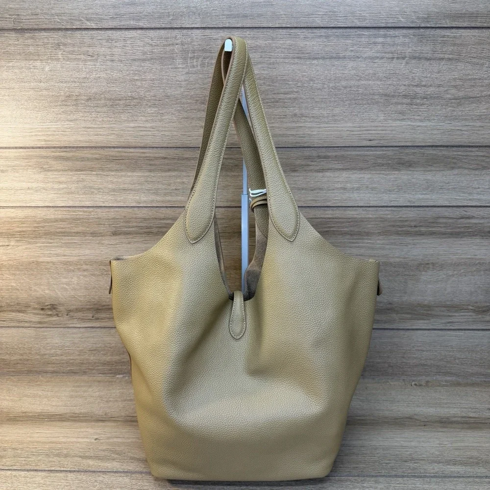 NWT Viola Castellani Tan Leather Hobo Bag Made in Italy Convertible Shopper Tote